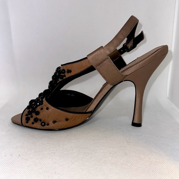 Nina Beaded Satin Leather Upper Slingback Heels Size 7 - NWOT - Picture 5 of 12